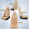imageCoverado Leather Front Seat Covers 2Pack Universal Waterproof Breathable Leather Woven Leatherette Seat Cushions Auto Car Seats Protectors Fit for Most VehiclesBlackpureBeige
