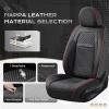 imageCoverado Leather Front Seat Covers 2Pack Universal Waterproof Breathable Leather Woven Leatherette Seat Cushions Auto Car Seats Protectors Fit for Most VehiclesBlackpureRed Line