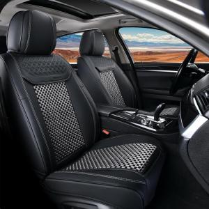 imageCoverado Leather Front Seat Covers 2Pack Universal Waterproof Breathable Leather Woven Leatherette Seat Cushions Auto Car Seats Protectors Fit for Most VehiclesBlackpureB2in1BlackGray
