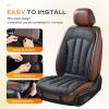 imageCoverado Front Seat Covers Full Back and Seat Cushion for Driver or Passenger Soft Velour ampamp Leather Car Seat Cushion Winter Car Seat Protector Universal Fit for Most Cars Suvs TrucksBlackLeather