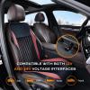 imageCoverado Front Seat Covers Full Back and Seat Cushion for Driver or Passenger Soft Velour ampamp Leather Car Seat Cushion Winter Car Seat Protector Universal Fit for Most Cars Suvs TrucksBlackRedSoft VelourLeather