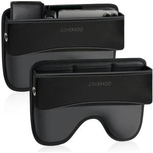 imageCoverado Universal Car Seat Gap Filler Organizer Premium Suede Leather Car Seat Side Gap Filler Seat Gap Storage Box for Suv Truck Car Interior Accessories