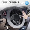 imageCoverado Winter Fluffy Steering Wheel Cover Upgraded AntiSlip Fuzzy Furry Car Steering Wheel Cover Universal 1415 inch Soft Plush Warm No Odor Luxurious Decoration for Women MenGray