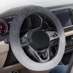 imageCoverado Winter Fluffy Steering Wheel Cover Upgraded AntiSlip Fuzzy Furry Car Steering Wheel Cover Universal 1415 inch Soft Plush Warm No Odor Luxurious Decoration for Women MenGray