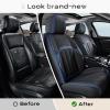 imageCoverado Car Seat Cover Cover for Cars Full Seat Premium Leather Universal Fit Waterproof Seat Protectors Car Seat Cushion NonSlip for Most CarsBlackGrayBlackBlue