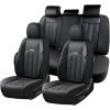 imageCoverado Car Seat Cover Cover for Cars Full Seat Premium Leather Universal Fit Waterproof Seat Protectors Car Seat Cushion NonSlip for Most CarsBlackGrayBlack