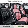 imageCoverado Car Seat Cover Cover for Cars Full Seat Premium Leather Universal Fit Waterproof Seat Protectors Car Seat Cushion NonSlip for Most CarsBlackGrayBlackPink