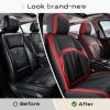 imageCoverado Car Seat Cover Cover for Cars Full Seat Premium Leather Universal Fit Waterproof Seat Protectors Car Seat Cushion NonSlip for Most CarsBlackGrayBlackRed