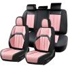 imageCoverado Car Seat Cover Cover for Cars Full Seat Premium Leather Universal Fit Waterproof Seat Protectors Car Seat Cushion NonSlip for Most CarsBlackGrayBlackPink