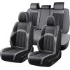 imageCoverado Car Seat Cover Cover for Cars Full Seat Premium Leather Universal Fit Waterproof Seat Protectors Car Seat Cushion NonSlip for Most CarsBlackGrayBlackGray