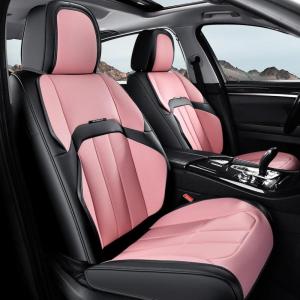 imageCoverado Car Seat Cover Cover for Cars Full Seat Premium Leather Universal Fit Waterproof Seat Protectors Car Seat Cushion NonSlip for Most CarsBlackGrayBlackPink