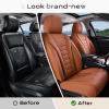 imageCoverado Car Seat Covers Front Covers for Cars Car Seat Cover Front Seats Automotive Seat Cover Waterproof Leather Car Seat Cushion Universal Interior Covers Seat Protectors for Most CarsBrown