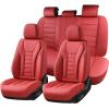 imageCoverado Car Seat Covers Front Covers for Cars Car Seat Cover Front Seats Automotive Seat Cover Waterproof Leather Car Seat Cushion Universal Interior Covers Seat Protectors for Most CarsRed
