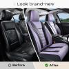 imageCoverado Car Seat Covers Front Covers for Cars Car Seat Cover Front Seats Automotive Seat Cover Waterproof Leather Car Seat Cushion Universal Interior Covers Seat Protectors for Most CarsPurpleBlack