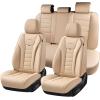 imageCoverado Car Seat Covers Front Covers for Cars Car Seat Cover Front Seats Automotive Seat Cover Waterproof Leather Car Seat Cushion Universal Interior Covers Seat Protectors for Most CarsBeige