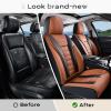 imageCoverado Car Seat Covers Front Covers for Cars Car Seat Cover Front Seats Automotive Seat Cover Waterproof Leather Car Seat Cushion Universal Interior Covers Seat Protectors for Most CarsBrownBlack