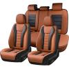 imageCoverado Car Seat Covers Front Covers for Cars Car Seat Cover Front Seats Automotive Seat Cover Waterproof Leather Car Seat Cushion Universal Interior Covers Seat Protectors for Most CarsBrownBlack