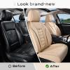 imageCoverado Car Seat Covers Front Covers for Cars Car Seat Cover Front Seats Automotive Seat Cover Waterproof Leather Car Seat Cushion Universal Interior Covers Seat Protectors for Most CarsBeige