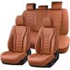 imageCoverado Car Seat Covers Front Covers for Cars Car Seat Cover Front Seats Automotive Seat Cover Waterproof Leather Car Seat Cushion Universal Interior Covers Seat Protectors for Most CarsBrown