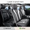imageCoverado Car Seat Covers Front Covers for Cars Car Seat Cover Front Seats Automotive Seat Cover Waterproof Leather Car Seat Cushion Universal Interior Covers Seat Protectors for Most CarsGrayWhite