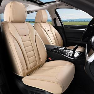 imageCoverado Car Seat Covers Front Covers for Cars Car Seat Cover Front Seats Automotive Seat Cover Waterproof Leather Car Seat Cushion Universal Interior Covers Seat Protectors for Most CarsBeige