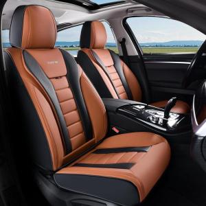 imageCoverado Car Seat Covers Front Covers for Cars Car Seat Cover Front Seats Automotive Seat Cover Waterproof Leather Car Seat Cushion Universal Interior Covers Seat Protectors for Most CarsBrownBlack