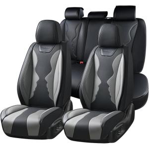 imageCoverado Car Seat Covers Front Covers for Cars Car Seat Cover Front Seats Automotive Seat Cover Waterproof Leather Car Seat Cushion Universal Interior Covers Seat Protectors for Most CarsBGray