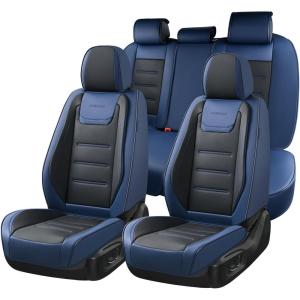 imageCoverado Car Seat Covers Front Covers for Cars Car Seat Cover Front Seats Automotive Seat Cover Waterproof Leather Car Seat Cushion Universal Interior Covers Seat Protectors for Most Cars01Blue