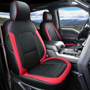 imageCoverado Leather Seat Covers Full Set for Ford F150 Custom Fit Automotive Seat Covers for 20152025 F150 and 20172025 F250 F350 F450 RedRed