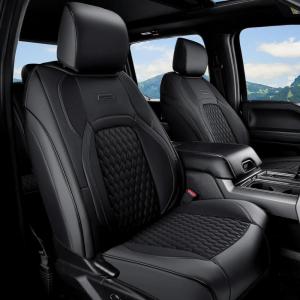imageCoverado Chevy Chevrolet Silverado GMC Sierra Seat Covers Custom Fit for 20072025 1500 20152025 2500HD 3500HD Crew Double Extended Cab Truck Faux Waterproof Leather Seat Covers Front BlackBlack