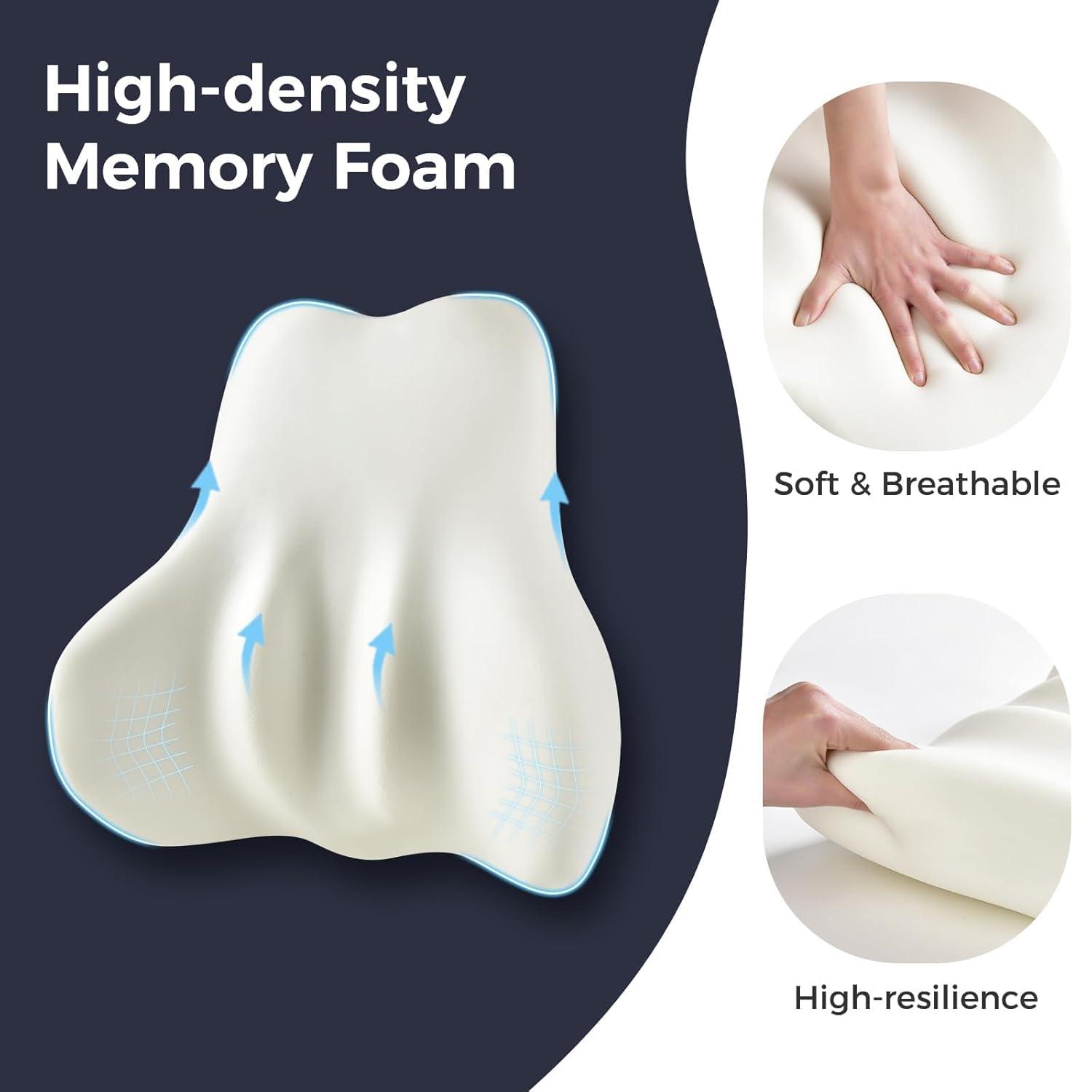 imageCoverado Car Headrest Pillow Ergonomic Memory Foam Car Neck Pillow for Driving Seat with Adjustable Strap Soft PU Leather Breathable Removable Cover Neck Support for Neck Pain Relief PinkPink