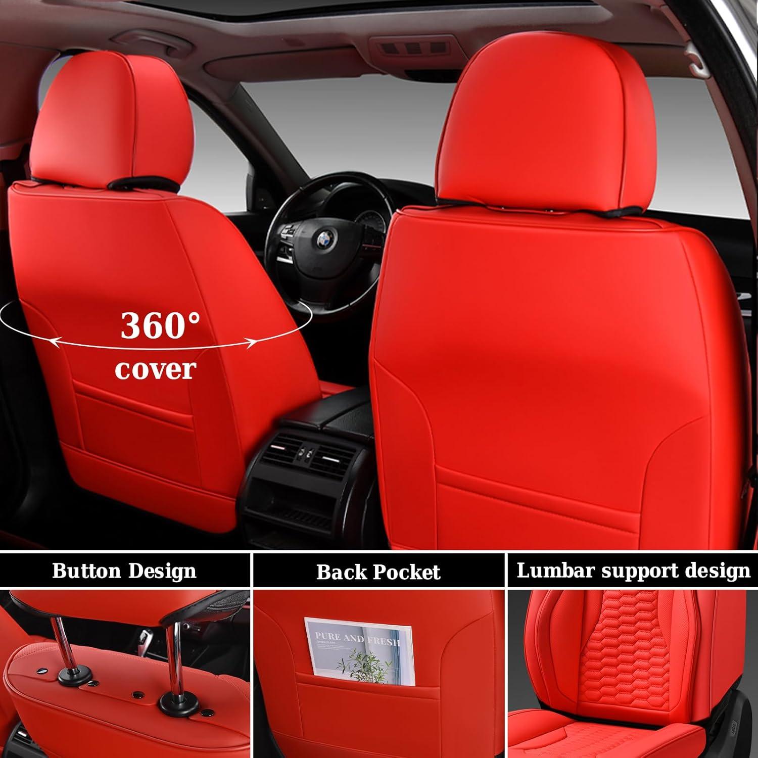 imageCoverado Car Seat Covers Front Seats Luxury Leather Seat Covers for Cars Automotive Car Seat Covers Protector Universal Fit Most Sedans SUVs Pickup Trucks Interior AccessoriesGaryampampWhiteRed