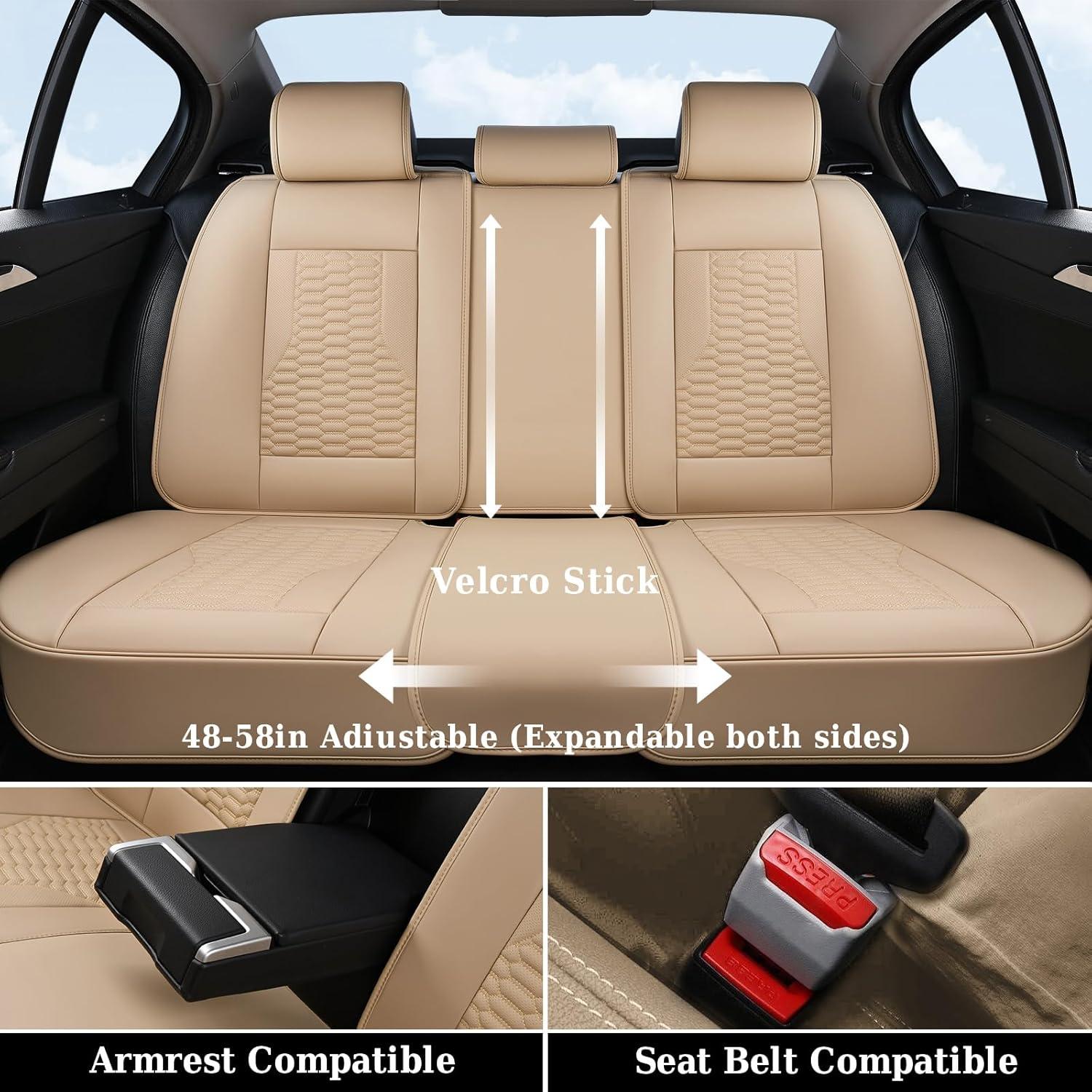 imageCoverado Car Seat Covers Front Seats Luxury Leather Seat Covers for Cars Automotive Car Seat Covers Protector Universal Fit Most Sedans SUVs Pickup Trucks Interior AccessoriesGaryampampWhiteBeige