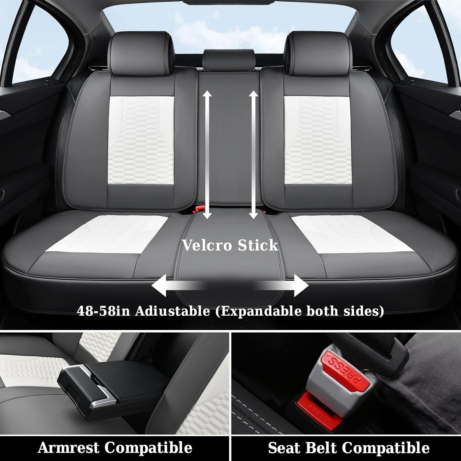 imageCoverado Car Seat Covers Front Seats Luxury Leather Seat Covers for Cars Automotive Car Seat Covers Protector Universal Fit Most Sedans SUVs Pickup Trucks Interior AccessoriesGaryampampWhiteWhiteGray