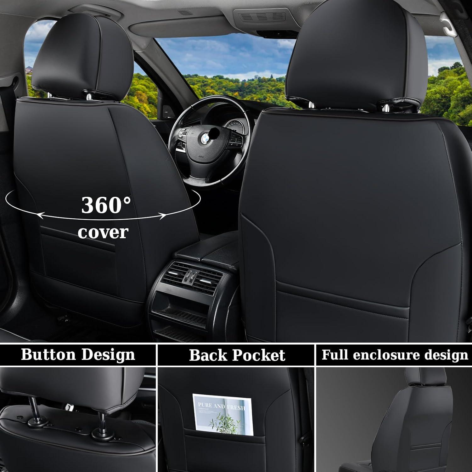 imageCoverado Car Seat Covers Front Seats Luxury Leather Seat Covers for Cars Automotive Car Seat Covers Protector Universal Fit Most Sedans SUVs Pickup Trucks Interior AccessoriesGaryampampWhiteBlack
