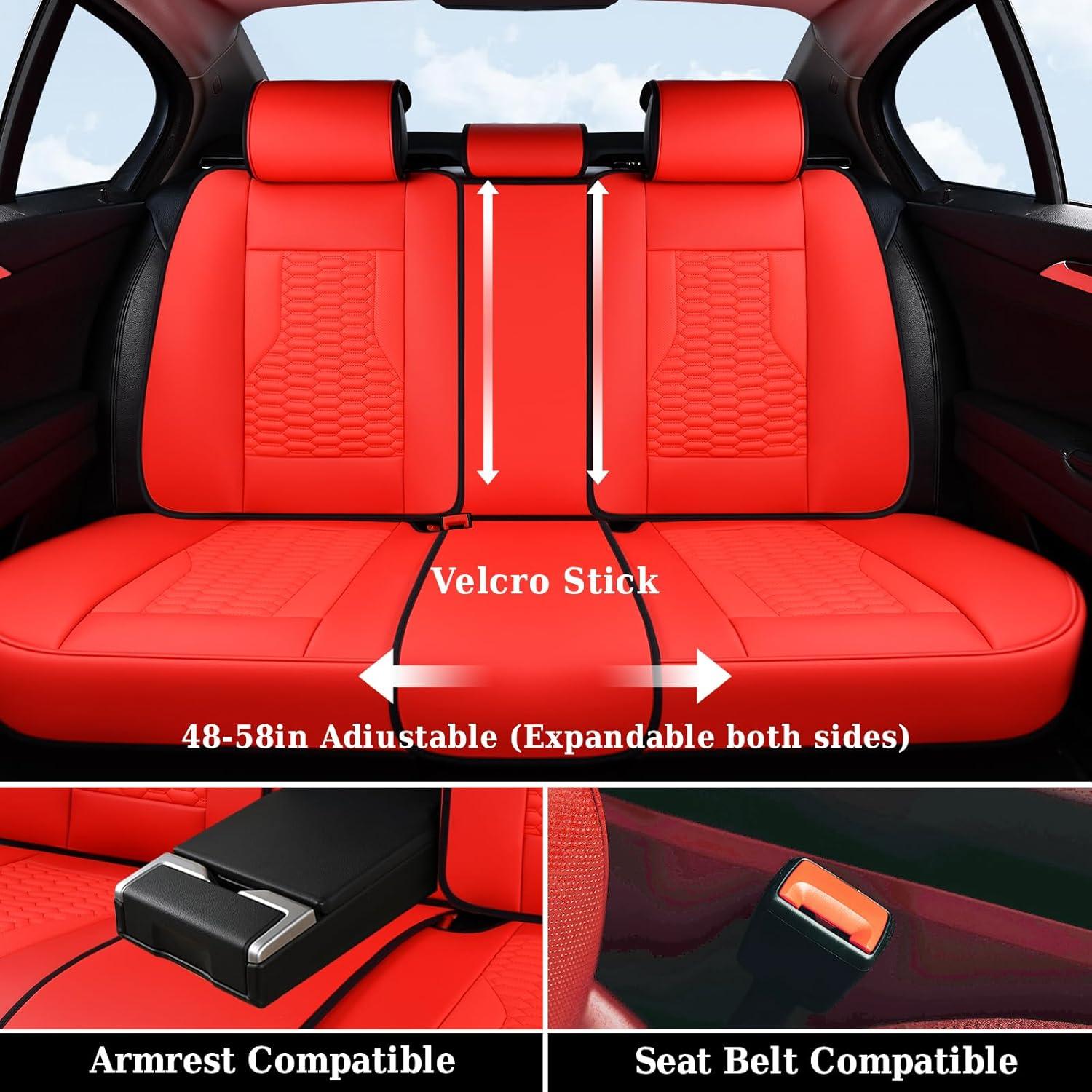 imageCoverado Car Seat Covers Front Seats Luxury Leather Seat Covers for Cars Automotive Car Seat Covers Protector Universal Fit Most Sedans SUVs Pickup Trucks Interior AccessoriesGaryampampWhiteRed