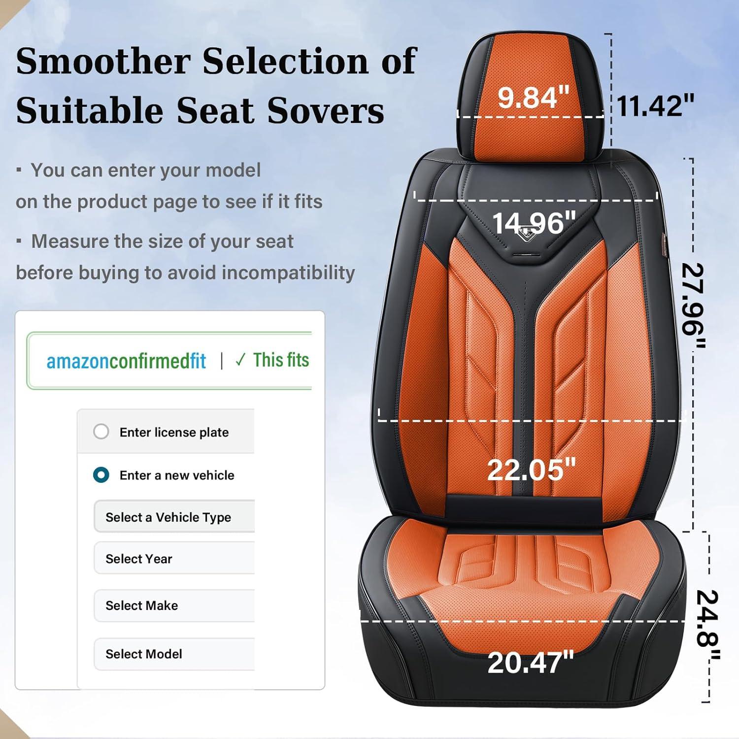 imageCoverado Car Seat Covers Full Set Automotive Seat Covers Car Seat Protector Car Seat Cushion Waterproof Leather Seat Covers for Cars Universal Fit for Most Sedans SUV Pickup TruckBlackampampRedBlackOrange