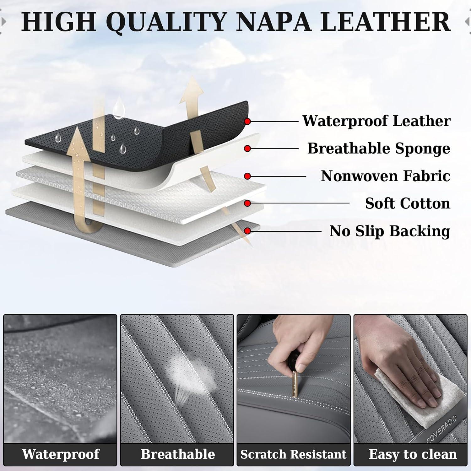 imageCoverado Car Seat Covers Full Set Automotive Seat Covers Car Seat Protector Car Seat Cushion Waterproof Leather Seat Covers for Cars Universal Fit for Most Sedans SUV Pickup TruckBlackampampRedgray