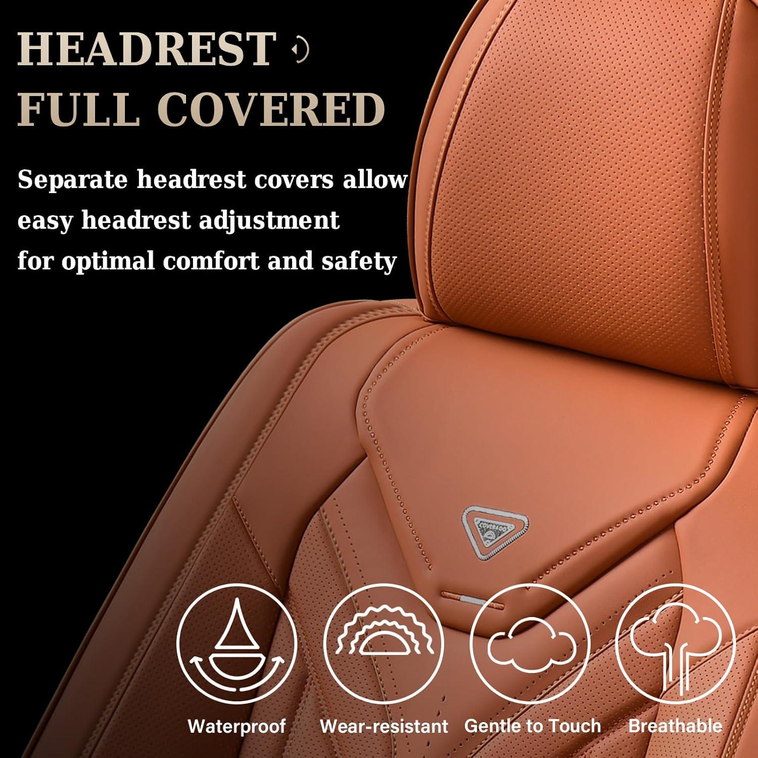 imageCoverado Car Seat Covers Full Set Automotive Seat Covers Car Seat Protector Car Seat Cushion Waterproof Leather Seat Covers for Cars Universal Fit for Most Sedans SUV Pickup TruckBlackampampRedOrange