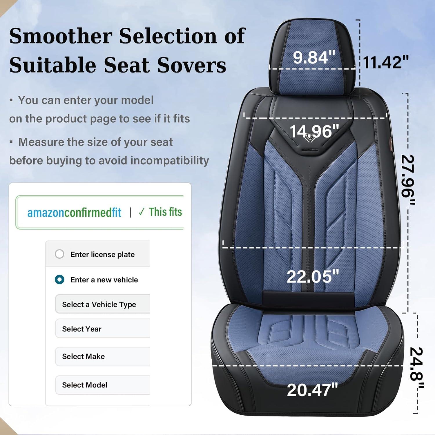 imageCoverado Car Seat Covers Full Set Automotive Seat Covers Car Seat Protector Car Seat Cushion Waterproof Leather Seat Covers for Cars Universal Fit for Most Sedans SUV Pickup TruckBlackampampRedBlackBlue