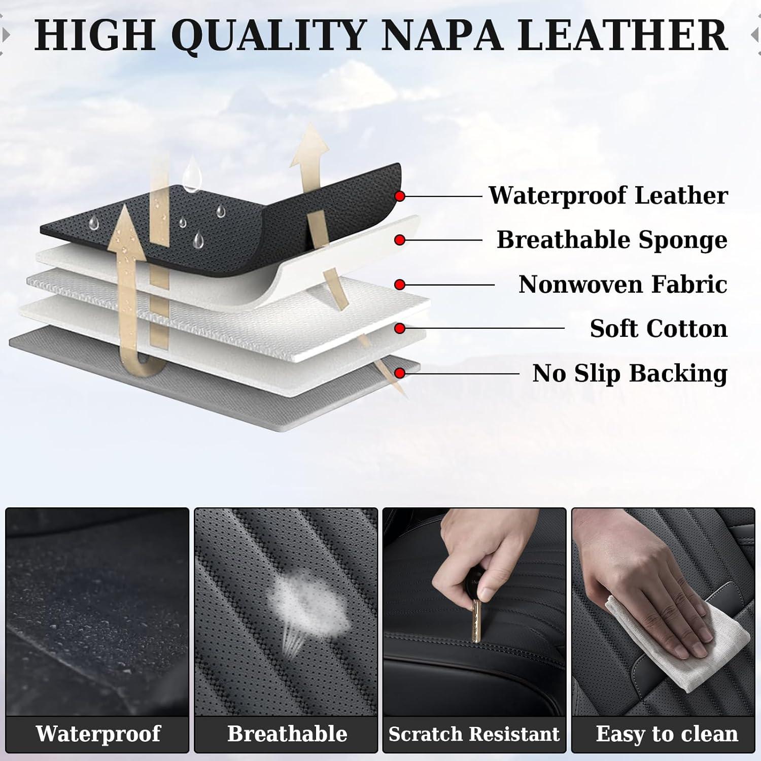 imageCoverado Car Seat Covers Full Set Automotive Seat Covers Car Seat Protector Car Seat Cushion Waterproof Leather Seat Covers for Cars Universal Fit for Most Sedans SUV Pickup TruckBlackampampRedblack