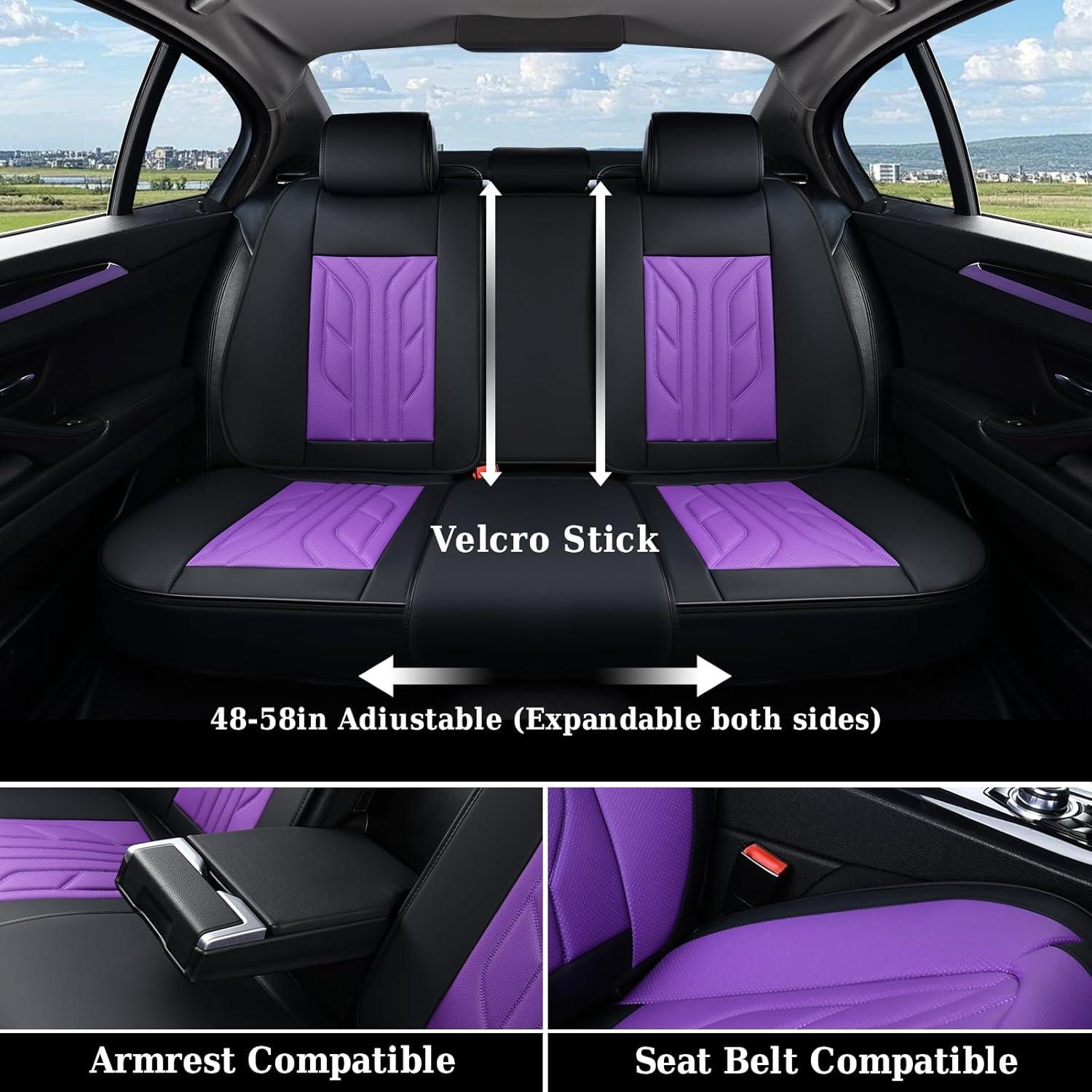 imageCoverado Car Seat Covers Full Set Automotive Seat Covers Car Seat Protector Car Seat Cushion Waterproof Leather Seat Covers for Cars Universal Fit for Most Sedans SUV Pickup TruckBlackampampRedBlackPurple