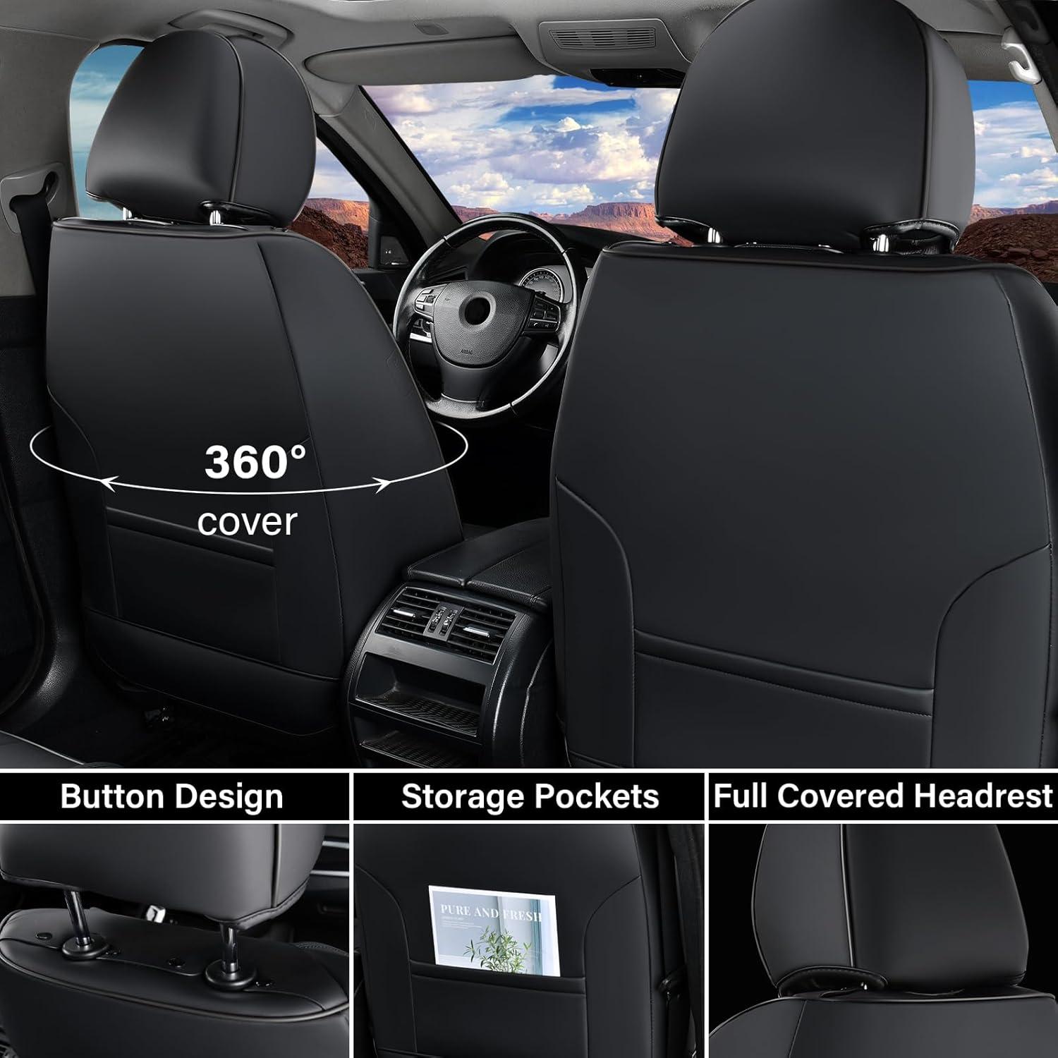 imageCoverado Car Seat Covers Full Set Automotive Seat Covers Car Seat Protector Car Seat Cushion Waterproof Leather Seat Covers for Cars Universal Fit for Most Sedans SUV Pickup TruckBlackampampRedblack