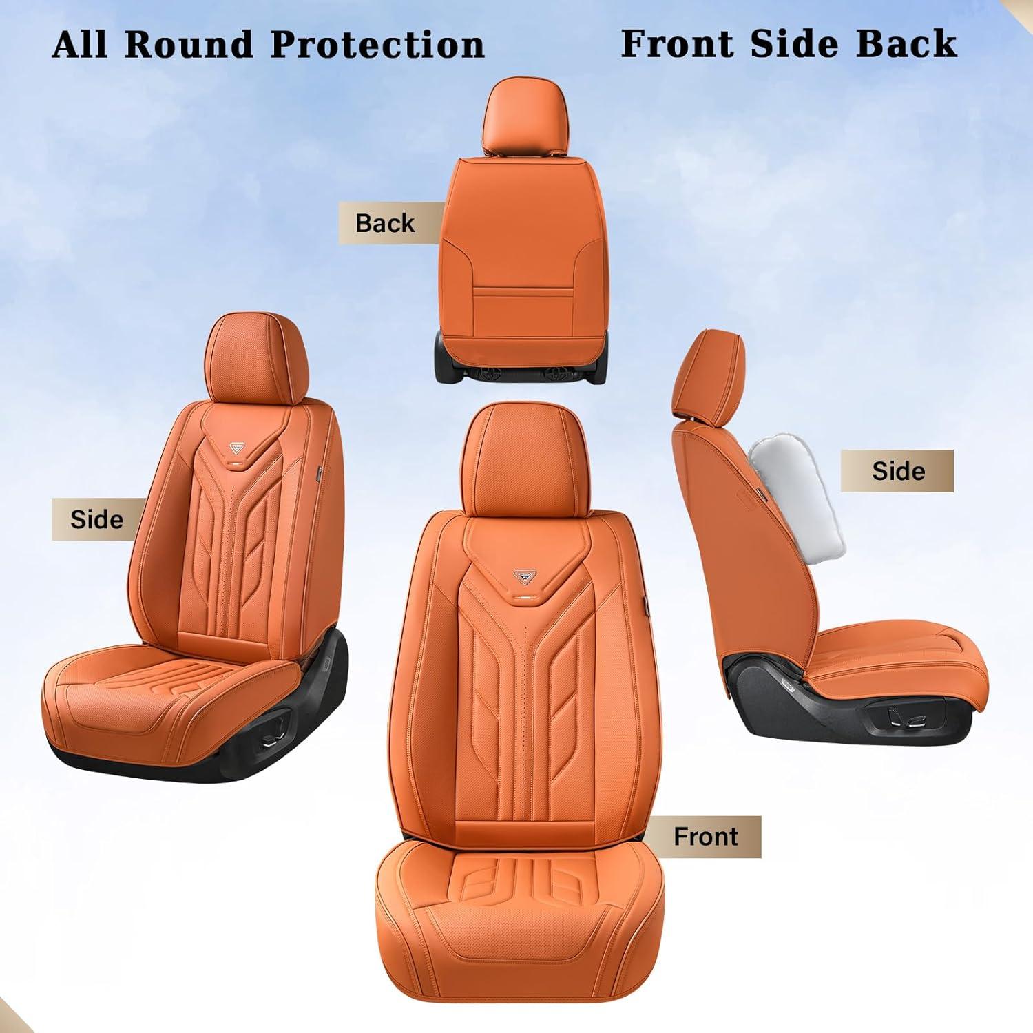 imageCoverado Car Seat Covers Full Set Automotive Seat Covers Car Seat Protector Car Seat Cushion Waterproof Leather Seat Covers for Cars Universal Fit for Most Sedans SUV Pickup TruckBlackampampRedOrange
