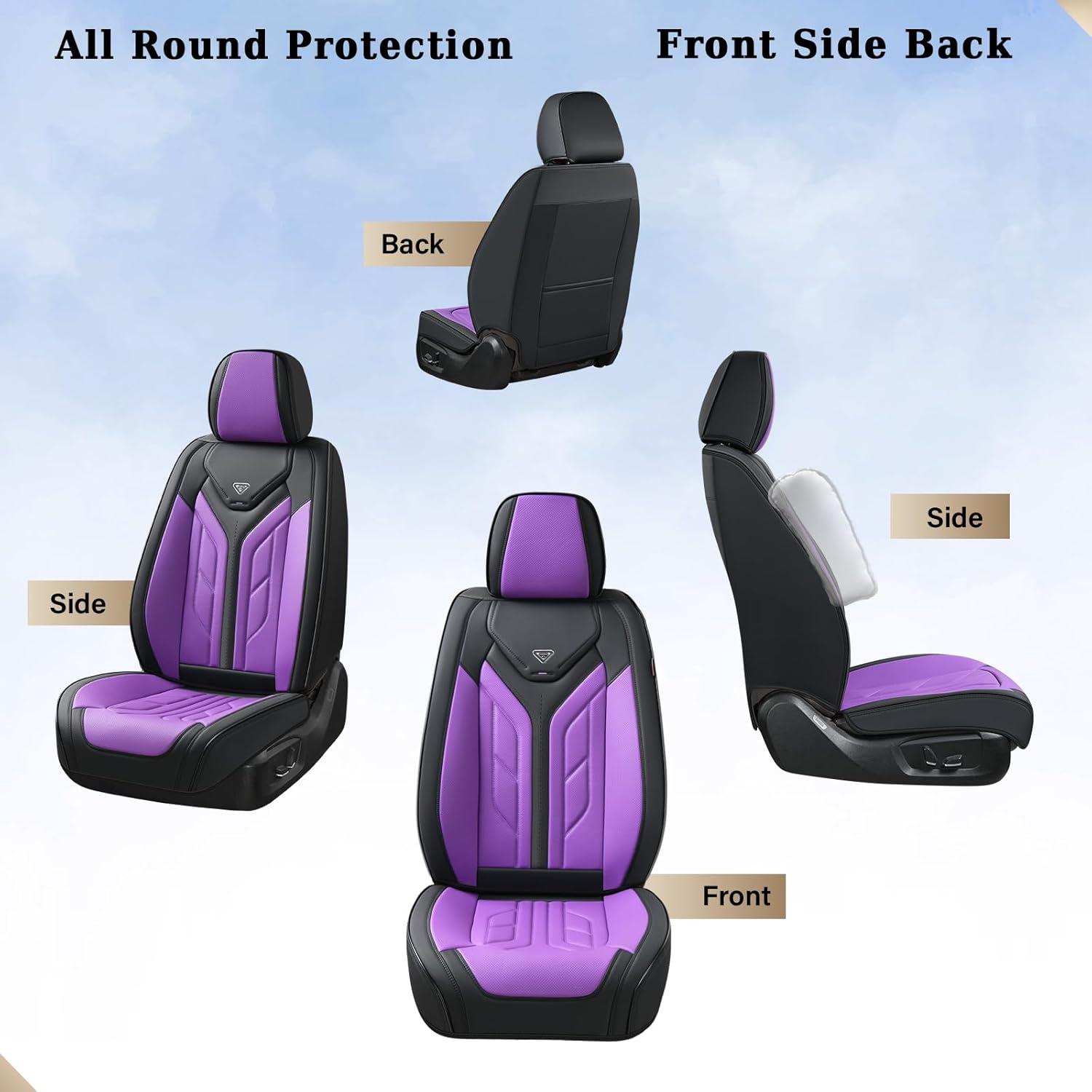 imageCoverado Car Seat Covers Full Set Automotive Seat Covers Car Seat Protector Car Seat Cushion Waterproof Leather Seat Covers for Cars Universal Fit for Most Sedans SUV Pickup TruckBlackampampRedBlackPurple