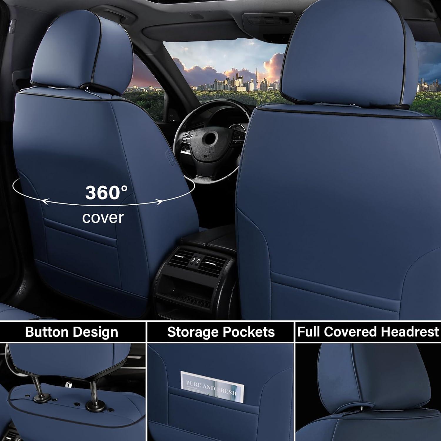 imageCoverado Car Seat Covers Full Set Automotive Seat Covers Car Seat Protector Car Seat Cushion Waterproof Leather Seat Covers for Cars Universal Fit for Most Sedans SUV Pickup TruckBlackampampRedBlueBeige