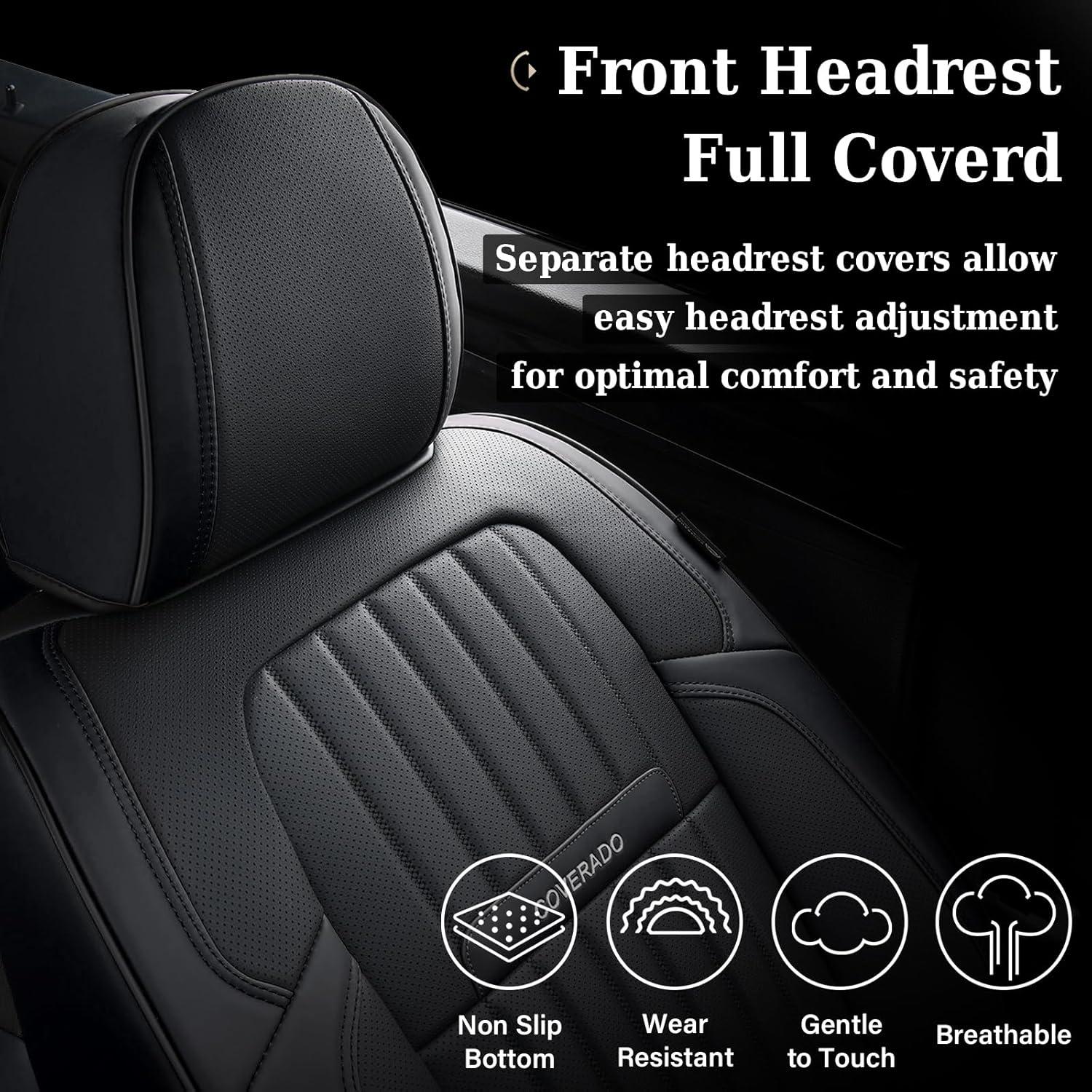 imageCoverado Car Seat Covers Full Set Automotive Seat Covers Car Seat Protector Car Seat Cushion Waterproof Leather Seat Covers for Cars Universal Fit for Most Sedans SUV Pickup TruckBlackampampRedblack