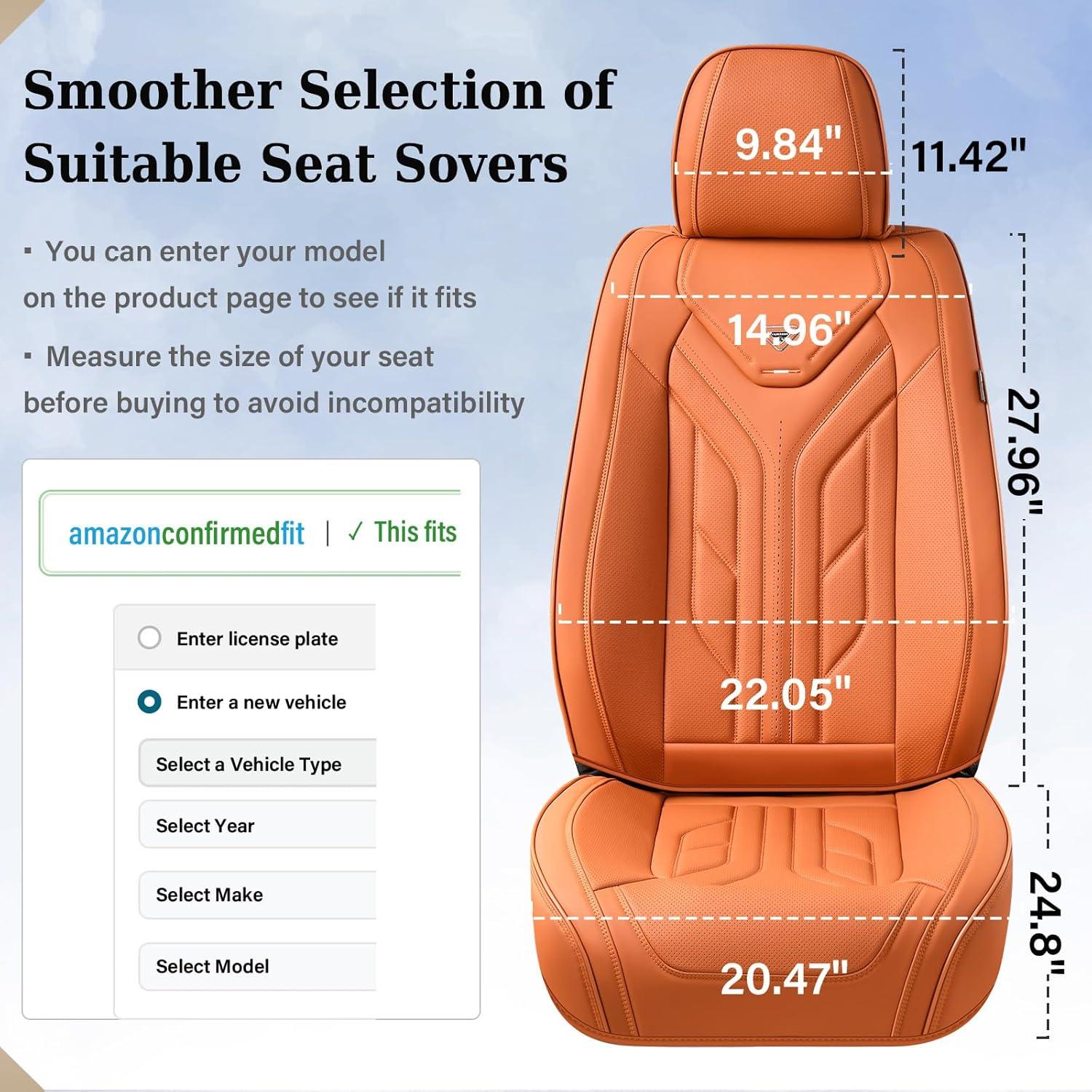 imageCoverado Car Seat Covers Full Set Automotive Seat Covers Car Seat Protector Car Seat Cushion Waterproof Leather Seat Covers for Cars Universal Fit for Most Sedans SUV Pickup TruckBlackampampRedOrange