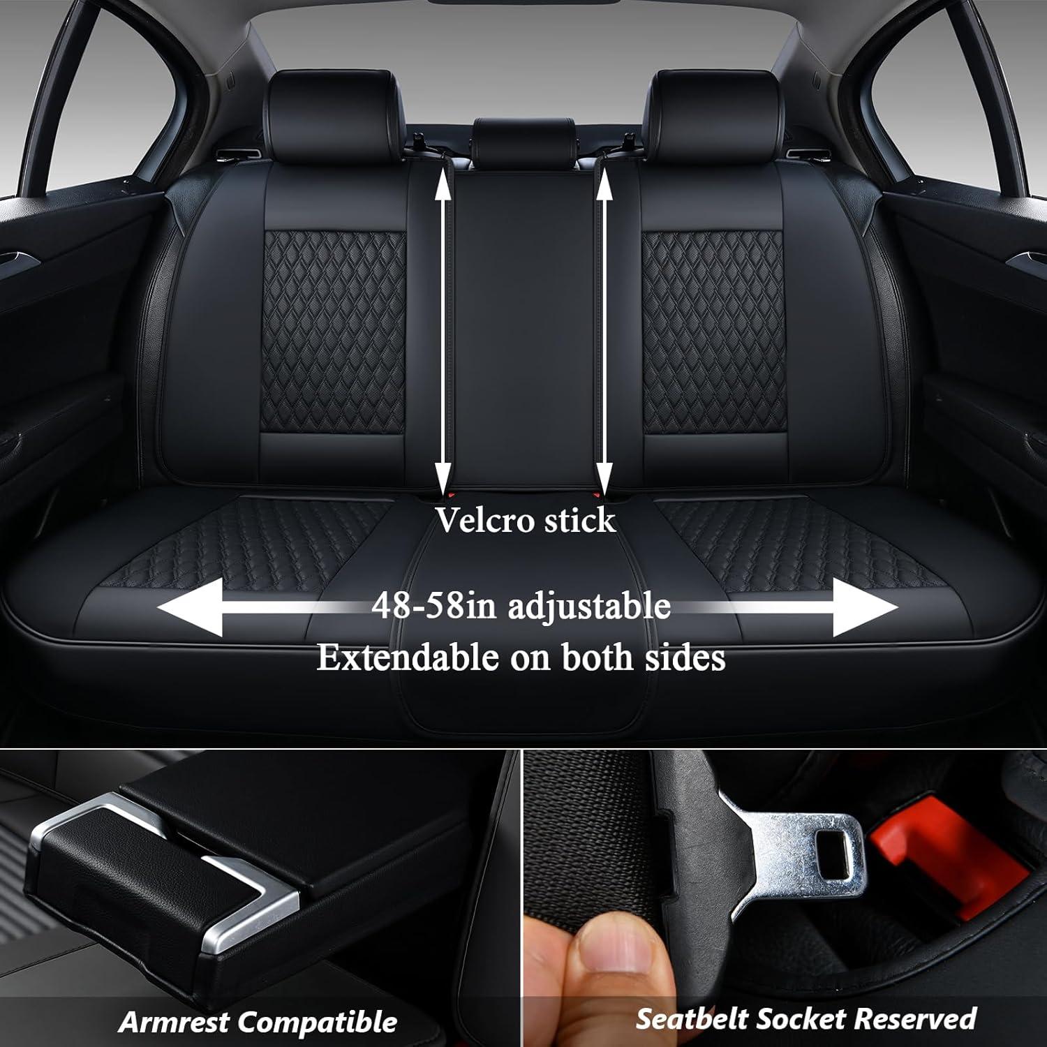 imageCoverado Rear Seat Covers Leather Seat Cover for Car Universal Waterproof Automotive Seat Cushion Protector for Most Cars Trucks SUV RedABlack