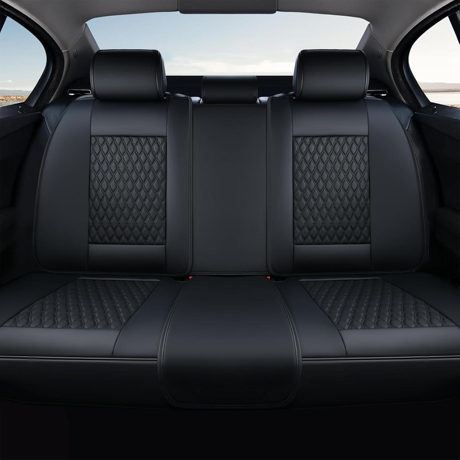 imageCoverado Rear Seat Covers Leather Seat Cover for Car Universal Waterproof Automotive Seat Cushion Protector for Most Cars Trucks SUV RedABlack